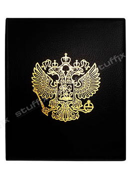 Альбом для банкнот и монет на кольцах чёрный "Герб РФ" Optima без листов, АМ-1к Герб РФ