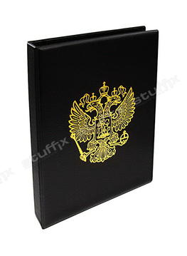 Альбом для банкнот и монет на кольцах чёрный "Герб РФ" Optima без листов, АМ-1к Герб РФ